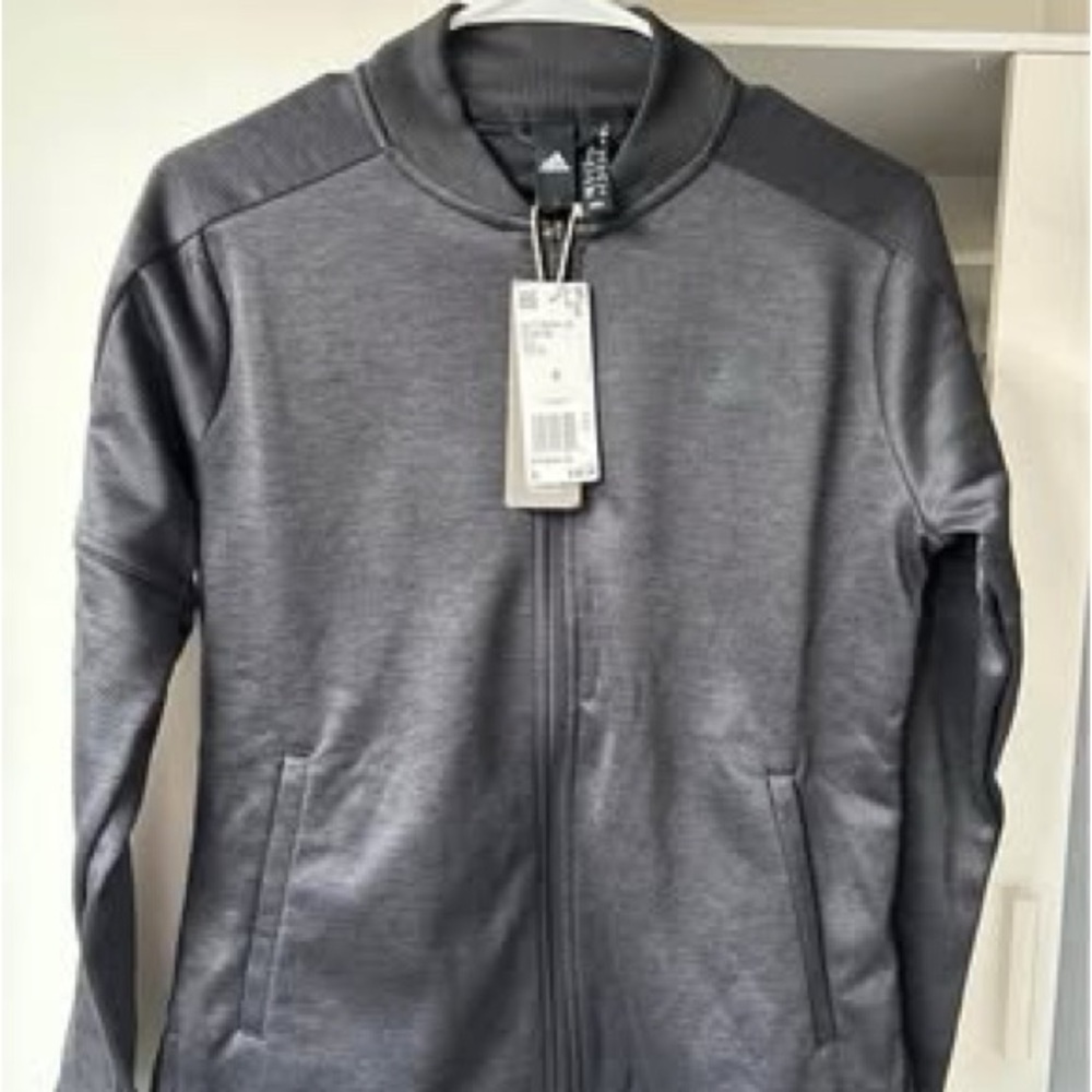 Adidas Black Textured Zip-Up